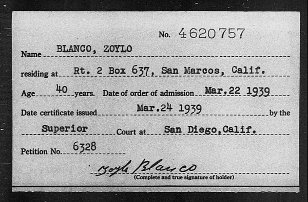 Blanco, Zoylo - 1939