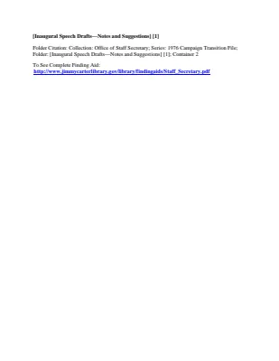 Inaugural Speech Drafts - Notes and Suggestions [1-2]