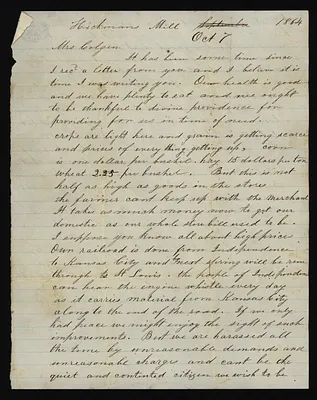 Letter from E. F. Slaughter to Elizabeth Colgan