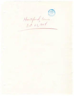 Reading Copy, Speech of President Harry S. Truman, Hartford, Connecticut