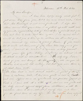 Margaret Fuller manuscript letter (incomplete copy) to Mrs. Emelyn Story, Florence, 15 February 1850