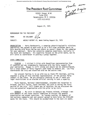 President Ford Committee Weekly Report #7, August 27, 1975