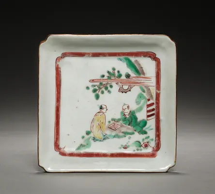 Dish with Two Men Playing Go