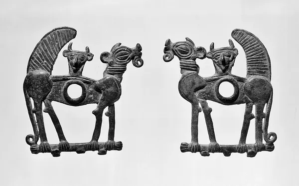 Pair of Cheekpieces in the Shape of Monsters