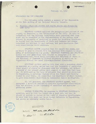 Memorandum for President Harry S. Truman