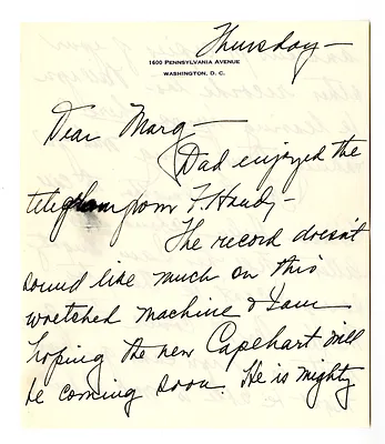 Letter from Bess W. Truman to Margaret Truman
