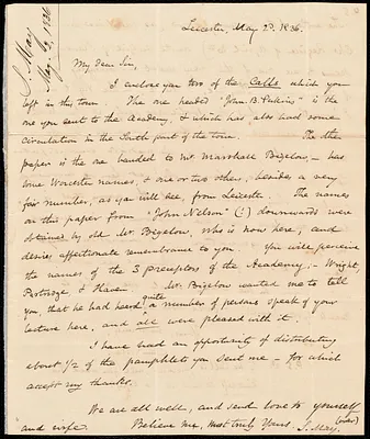 Letter from Samuel May, Jr., Leceister, to Samuel Joseph May, May 20, 1836