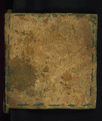 Binding from Gondarine sensul. Upper board inside:  Joachim and Anna presenting Mary to the temple; Lower board inside: Mary enthroned.