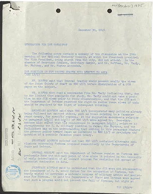 Memorandum for President Harry S. Truman