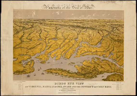 Birds eye view of Virginia, Maryland, Delaware and the District of Columbia