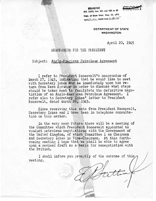 Memorandum from Secretary of State Edward Stettinius to President Harry S. Truman