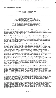 Remarks of Vice President Rockefeller at Opening of the United States Bicentennial Exhibition at the British Museum in London, England [Speeches by Others]