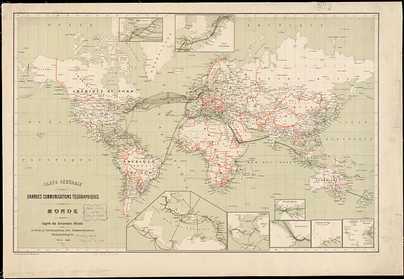 Carte générale des grandes communications télégraphiques du monde