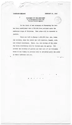 White House Press Release, Statement by President Harry S. Truman