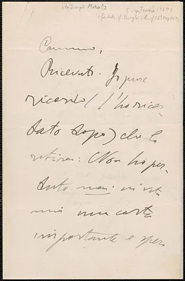Armando Borghi autograph note signed, in Italian, to [Joseph Moro?, Brooklyn, N.Y.?, June 1927]