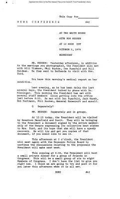 Press Secretary Briefings, 10/2/74