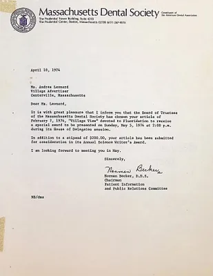 Letter to Andrea Leonard, April 10, 1974