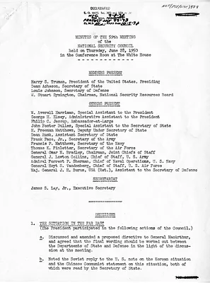 Minutes of the Fifty-Ninth Meeting of the National Security Council