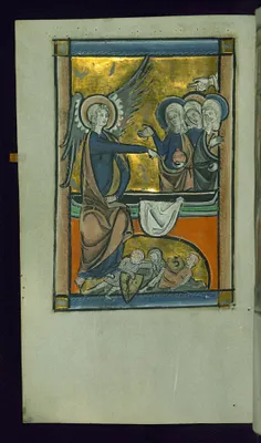 Leaf from Psalter: Three Marys at the Tomb
