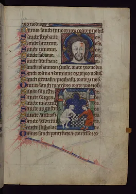 Head of Christ; St. Stephen playing chess