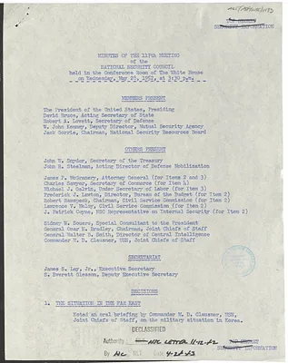 Minutes of the One Hundred and Seventeenth Meeting of the National Security Council