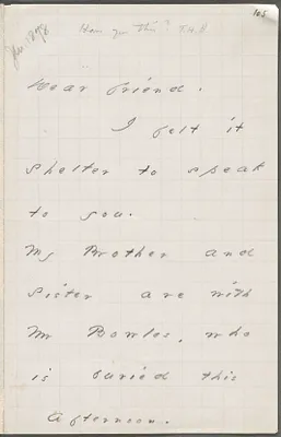 Emily Dickinson, Amherst, Mass., autograph note to Thomas Wentworth Higginson, 19 January 1878