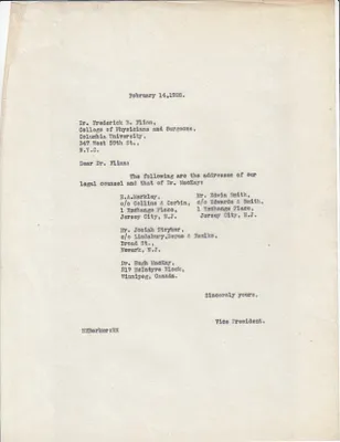 Letters Sent to Dr. Frederick B. Flinn, February 14, 1928
