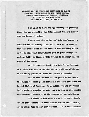 Address of the President to the Third Annual Women's Conference of Current Problems Meeting in New York City