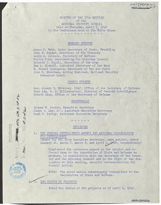 Minutes of the Thirty-Seventh Meeting of the National Security Council