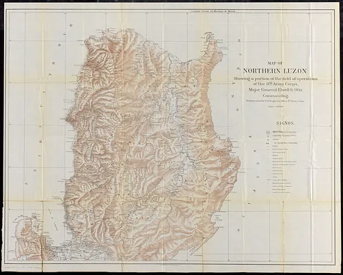 Map of northern Luzon, showing a portion of the field of operations of the 8th Army Corps, Major General Elwell S. Otis commanding