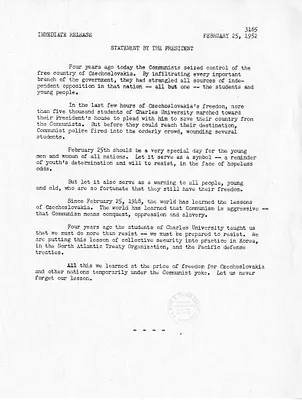 Press Release, Statement by the President