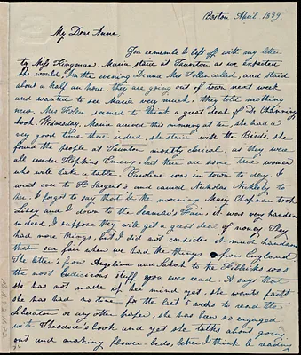 Letter from Lucia Weston, Boston, [Mass.], to Anne Warren Weston, April 1839
