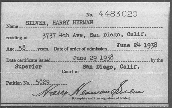 Silver, Harry Herman - 1938