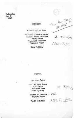 White House Luncheon and Dinner Menu