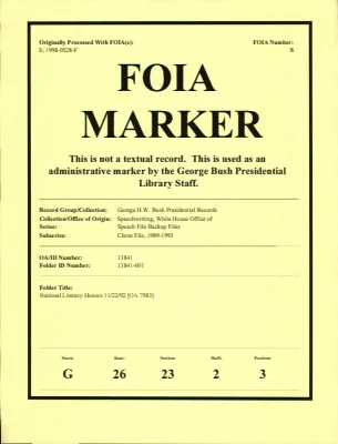 National Literacy Honors 11/22/92 [OA 7583]