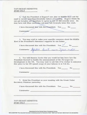 Items to Discuss with the President 9 September 70 - Dec 70 [3 of 3]