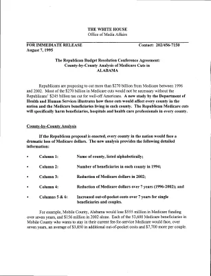 [Republican Budget Resolution Conference Agreement, County-by-County Analysis of Medicare Cuts-unfoldered] [1]