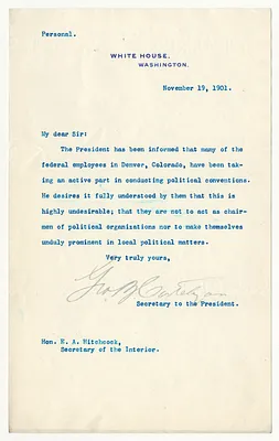 Letter from George B. Cortelyou to E. A. Hitchcock