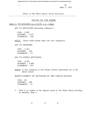 Mail & Telegrams (as of 10:00 a.m. today) [Notice to Press]
