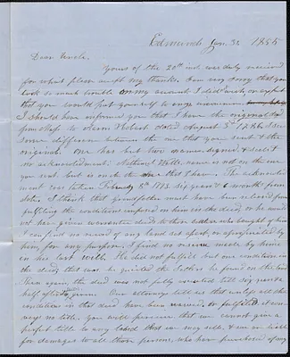 Benjamin Hobart to Uncle, 31 January 1855
