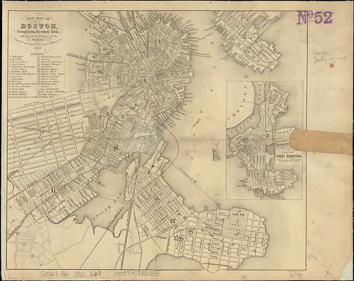 New map of Boston, comprising the whole city, with the new boundaries of the wards