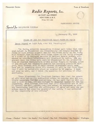 Films of Ike for President Flown to Paris
