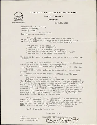 Fox, Edward Lyell, b. 1887 typed letter signed to Hugo Münsterberg, New York, 20 March 1916