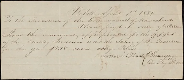Accounts of Guardians of the Dudley Indians 1838