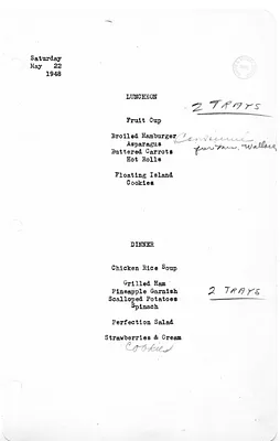 White House Luncheon and Dinner Menu