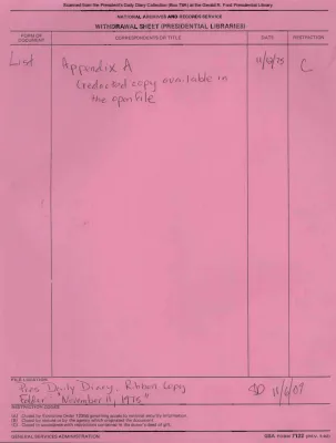 President Gerald R. Ford's Daily Diary, November 12, 1975