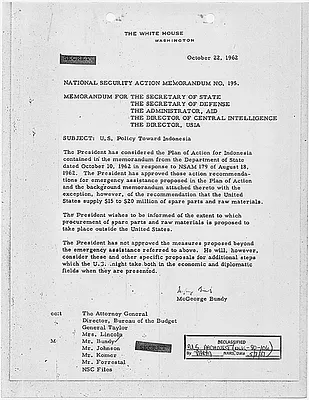National Security Action Memorandum No. 195 U.S. Policy Toward Indonesia