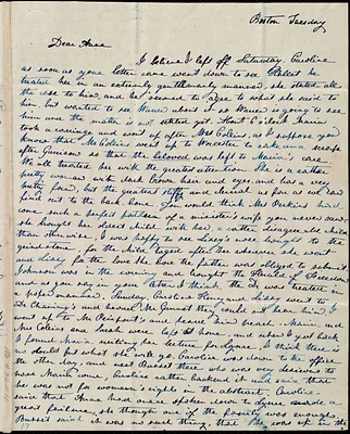 Letter from Lucia Weston, Boston, [Mass.], to Anne Warren Weston, Tuesday, [1839]