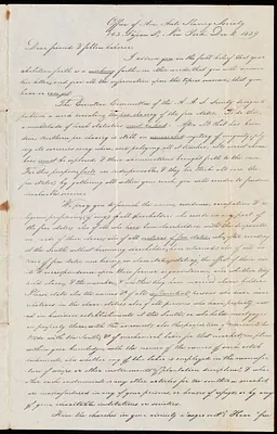 Letter to Jasper Beament on behalf of the American Anti Slavery Society