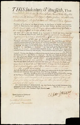 Ruth Newell indentured to apprentice with Caesar [Ceasar] Spear of Boston, 3 February 1800